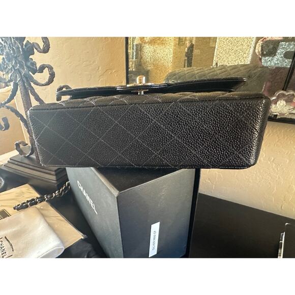 CHANEL Small Classic Double Flap Caviar Handbag Silver Hardware - with Box+ - Picture 12 of 14
